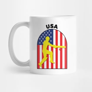 USA Cricket Batsman USA Flag Mug